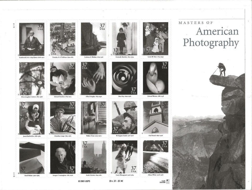 2001 37c Masters of American Photography Mint Stamp Sheet #3649 [672 - Image 1 of 1