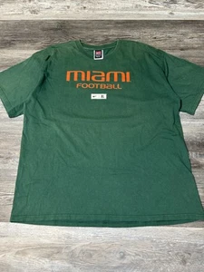 Vintage Y2K Team Nike NCAA Miami Hurricanes Football Green Shirt XL - Picture 1 of 5