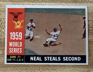 1960 Topps Baseball World Series Charlie Neal Card 385 White Back - Picture 1 of 4