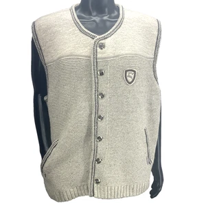 Spieth & Wensky Wool Blend Men's Vest 3XL Oatmeal Button Up Embroidered Logo - Picture 1 of 12