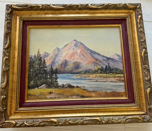 Landcape River Stream Oil on Canvas Gold Framed Signed 20x17 Untitled - Picture 1 of 13