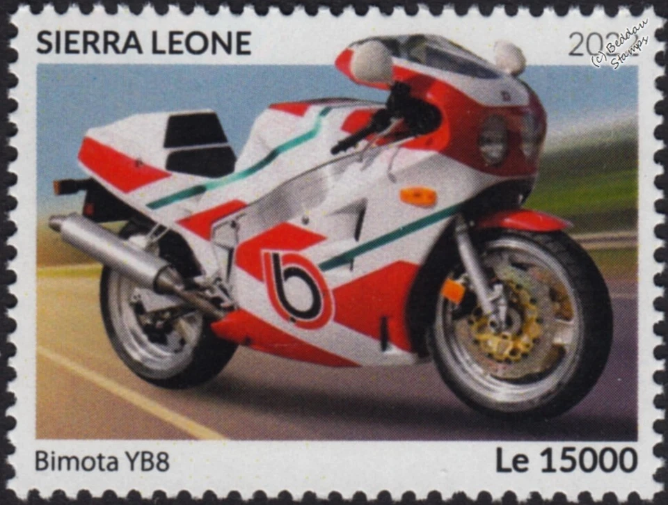 1990 BIMOTA YB8 Sports Motorcycle Motorbike Stamp (2022 Sierra Leone) - Image 1 of 1