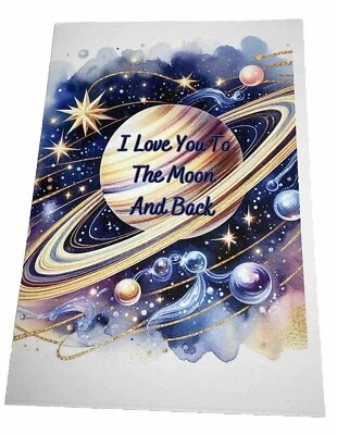 Tarjeta de felicitación de amor de 5x7 pulgadas Planetas Espacio HM Foto 1 de 2