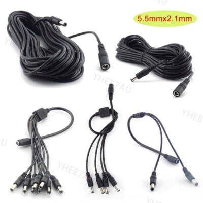 DC 5.5x2.1mm Male to Female Extension Cord CCTV LED strips Power Cable 14H - Image 1 of 4