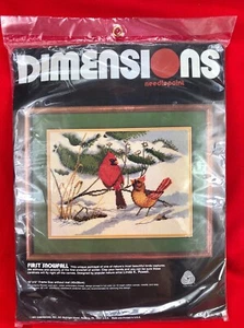 Dimensions Counted Cross Stitch Kit FIRST SNOWFALL Cardinals Birds 12x16 2239 - Picture 1 of 5