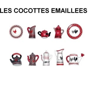 SERIE COMPLETE DE FEVES LES COCOTTES EMAILLEES- VAISSELLES-PICHETS-CAFETIERES - Picture 1 of 1