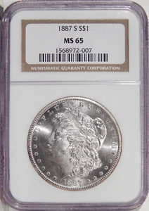 1887-S $1 NGC MS 65 ~ FLASHY BETTER DATE GEM SILVER MORGAN DOLLAR - Picture 1 of 2