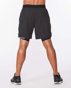 2XU Aero 2-in-1 7" Shorts Black Silver Men's - Picture 1 of 5