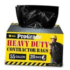 Contractor Trash Bags 55 Gallon Heavy Duty | 20 Bags w/Ties | Construction 