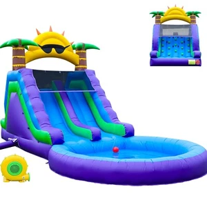 26FT Giant Commercial Inflatable Double Water Slide w/Climbing Wall Kids Adults - Picture 1 of 12