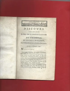 1790 REVOLUTION DISCOURS INSTALLATION TRIBUNAL  ORLEANS LOIRET - Imagen 1 de 1