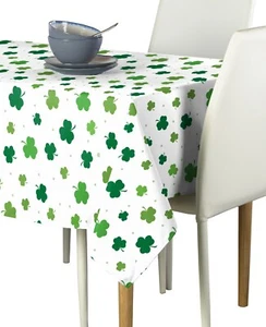 Tossed Shamrocks White Signature Tablecloth Assorted Sizes - Picture 1 of 1