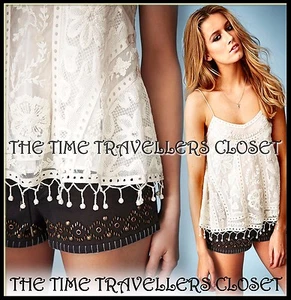 Kate Moss Topshop Ivory Cream Vintage Lace Crochet Swing Cami Vest Top UK 6 34 2 - Picture 1 of 6