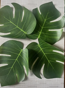 4Pcs Monstera Tropical Palm Artificial Plant Leaves  Decoration Party Event - Picture 1 of 11
