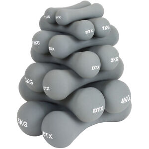 DTX Fitness Soft Grey Dumbbell Hand Weights Gym Exercise Dumbells Ladies/Mens