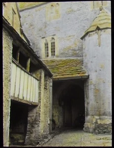 VINTAGE Magic Lantern Slide NORTON ST PHILIP GEORGE INN COURTYARD 1948 PHOTO - Picture 1 of 2