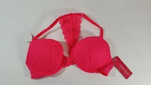 Lace Racer Back - Push Up Bra - Exilaration - Bali Pink - Hot Pink - Front Close - Picture 1 of 7