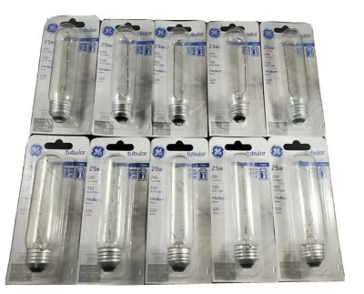 50 GE 25 Watt Tubular 25T10 Picture Appliance aquarium cabinet light bulb clear  - Image 1 of 4