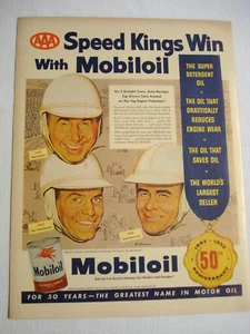 1953 Color Ad Mobiloil Drivers Henry Banks, Tony Bettenhausen, Chuck Stevenson - Bild 1 von 1