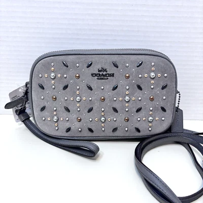 NWT Coach 22868 HEATHER GREY Crossbody Bag Clutch with Prairie Rivets $225 NEW - Image 1 of 4