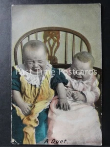 c1907 - A Duet, Two Babies Crying - Bamforth & Co Novelty Postcard - Picture 1 of 1