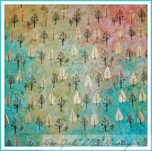 BonEful Fabric FQ Batik Cotton Quilt Xmas Tree Jewel Green Gold Metallic Foil US - Picture 1 of 12