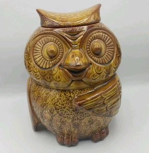Vintage McCoy Brown Owl Cookie Jar #204 Woodsy Owl USA Grandma Cottage Core 10" - Picture 1 of 15