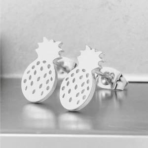 NEW 18K white gold plated fruit pineapple stud earrings jewelry B5A - Picture 1 of 3