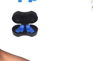 Paar blaue Ohrstöpsel in einer Tragetasche zum Schwimmen - Bild 1 von 4
