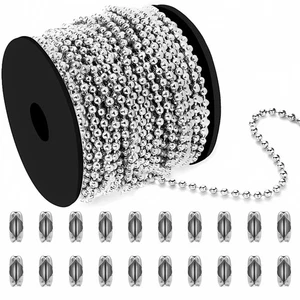 100ft Ball Bead Chain, 304 Stainless Steel, #10 Bead Chain for Roller Shades,... - Picture 1 of 8