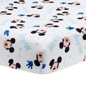 Lambs & Ivy Disney Baby Forever Mickey Mouse White Fitted Crib Sheet - Picture 1 of 5