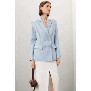 Rosetta Getty blauer zweireihiger Blazer leichte Jacke Leinenmischung Gr. 12 - Bild 1 von 10