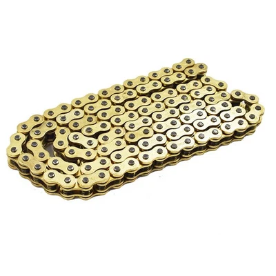 Cadena de transmisión color dorado para motocicleta 520 x114 ATV 520 paso 114 eslabones con junta tórica Foto 1 de 4