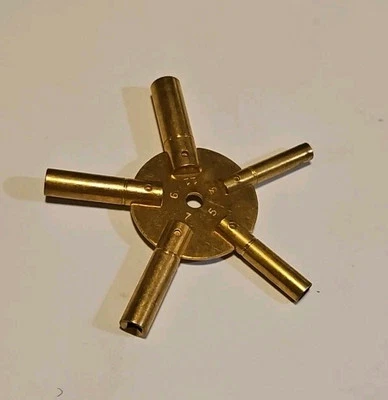 5- Pronged Clock Winding Key 3, 5, 7, 9, 11 New/Unused  - Image 1 of 4