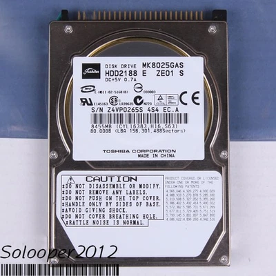 For TOSHIBA MK8025GAS 80 GB HDD 2.5" 8 MB 4200 RPM IDE Hard Disk Drive - Image 1 of 2