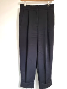 COS Pleated Trousers Size 34 Waist 29 Black Tapered Carrot Corpcore High Waist - Picture 1 of 10