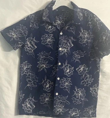Gap Kids Hawaiian Style Boy’s Short Sleeve 100% Cotton Shirt Size 8 Blue - Image 1 of 4