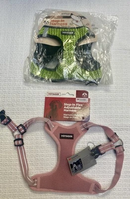 Arnés para perros Voyager mediano (ambos incluidos en la venta) verde y rosa Foto 1 de 4