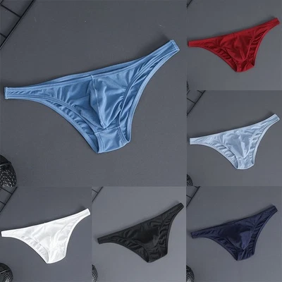 Slip uomo vestiti sexy liscio traslucido cotone ghiaccio seta leggero - Immagine 1 di 4