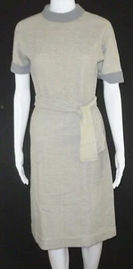 Womens 1950s Roos Bros Sportswear Gray Honeycomb Knit Dress Size S/M Belted - Picture 1 of 4