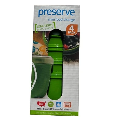 Storage Containers 8 oz Recycled Plastic Made in USA Preserve Green Set Of 4 - Image 1 of 4