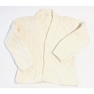 HAND KNIT GIRLS IVORY SWEATER SIZE 5/6 - Picture 1 of 2