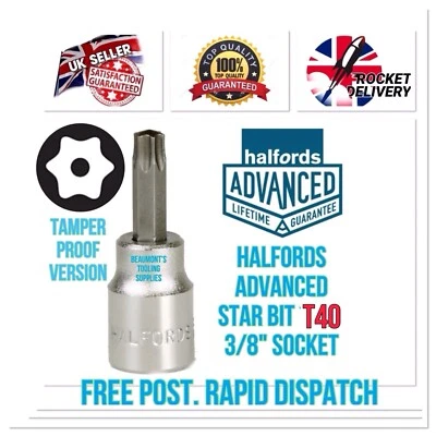 T40 Halfords Advanced Security Torx Star 3/8 Drive Socket Tool *FREE POST* - Image 1 of 2