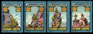 Germany Poster Stamps - Immalin Shoe Polish - Mountaineering - 4 Different - Picture 1 of 1