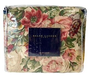 Vintage Ralph Lauren Allison Floral Scroll Beige Twin Bed Skirt Dust Ruffle NEW