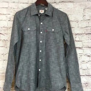 Levi’s Shirt Mens Size Small Gray Button Front Long Sleeve Pockets - Picture 1 of 6