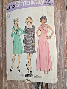 Simplicity Sewing Pattern 6615 VTG 70 Misses Look Slimmer Dresses 2 Lengths 18.5 - Picture 1 of 2