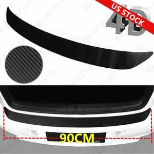 Black Auto Accessories Rear Bumper Car Trunk Guard Plate Carbon Fiber 4D Sticker - Picture 1 of 10