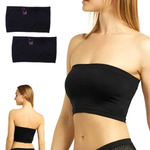 2 Women Seamless Strapless Bra Bandeau Fit Fashion Tube Top Sport Bra Yoga Shirt - Picture 1 of 1