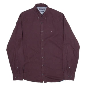 TOMMY HILFIGER New York Fit Mens Plain Shirt Maroon Long Sleeve M - Picture 1 of 6